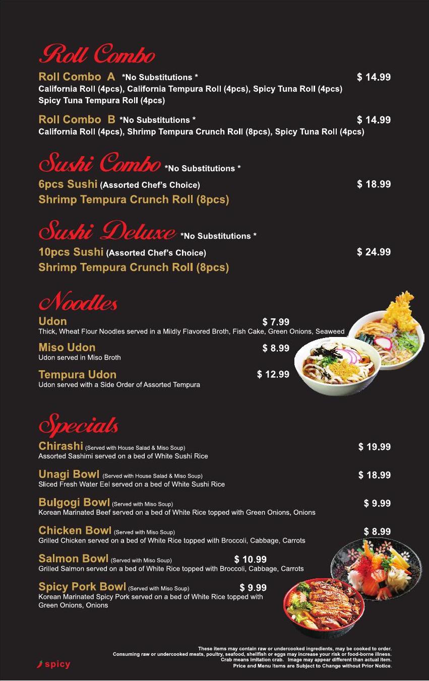 Combos/Noodles/Specials Downey Jin Sushi